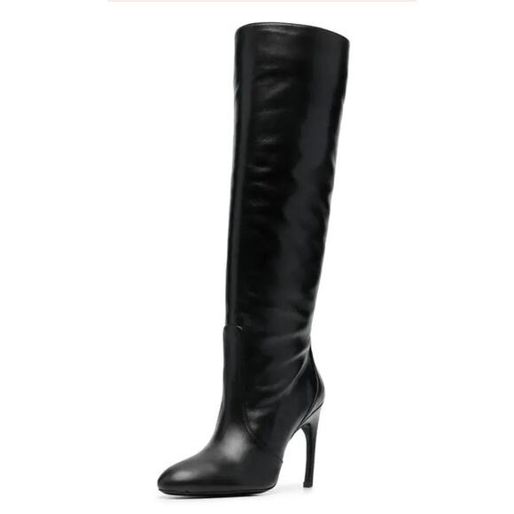 Stuart Weitzman Women Luxecurve 100 Slouch Boot US 9B EU 39.5 Black Leather NWOB - Picture 1 of 13